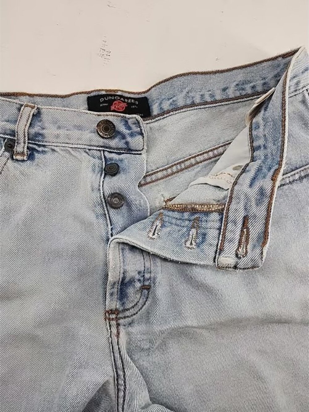 American Eagle Dungarees Size 10R | High Rise Distressed Denim Jean Shorts - Picture 2 of 4